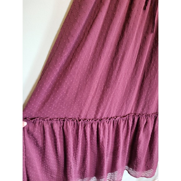 Patrons Of Peace Plum Purple Coquette Milkmaid Sleeveless Chiffon Maxi Dress L - Picture 3 of 8